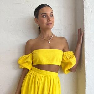 Rumer‎ Delphine Linen Crop Top Size XXS